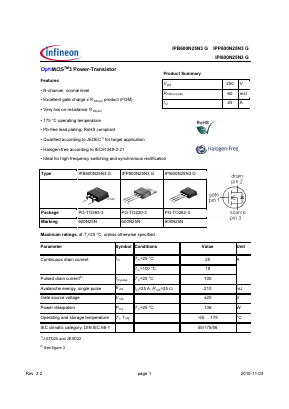 600N25N Datasheet PDF Infineon Technologies