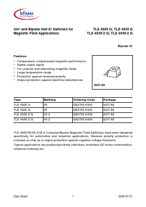 TLE4935G Datasheet PDF Infineon Technologies