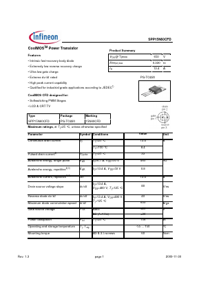 15N60CFD Datasheet PDF Infineon Technologies