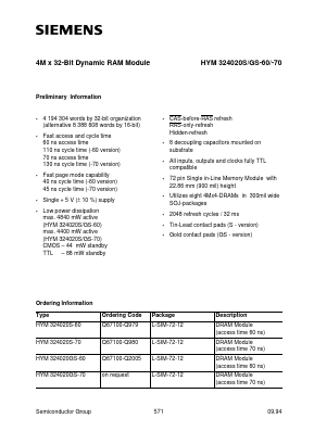 HYM324020S-70 Datasheet PDF Infineon Technologies