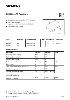 BF841 Datasheet PDF Infineon Technologies