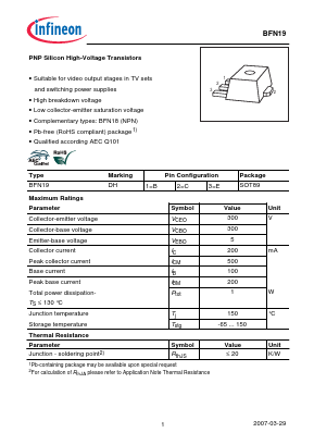 BFN19 Datasheet PDF Infineon Technologies