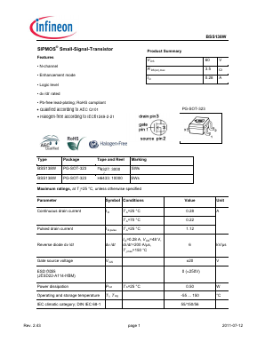 BSS138W Datasheet PDF Infineon Technologies