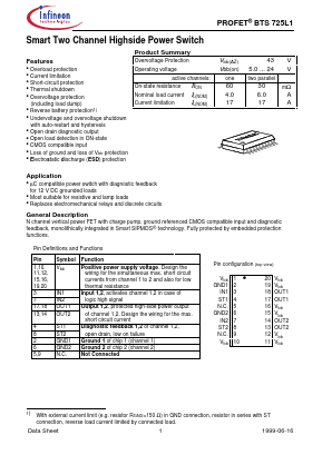 BTS725L1 Datasheet PDF Infineon Technologies