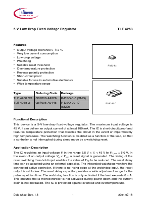 TLE4268 Datasheet PDF Infineon Technologies