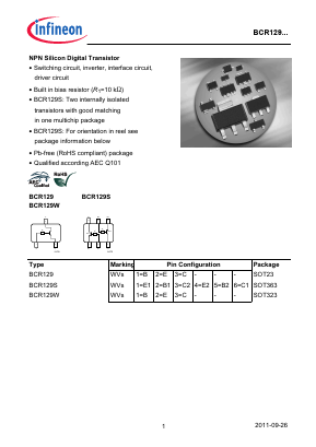 BCR129S Datasheet PDF Infineon Technologies