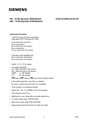HYM321000GS-50 Datasheet PDF Infineon Technologies