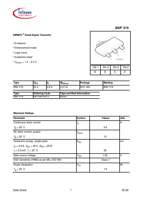 BSP319 Datasheet PDF Infineon Technologies