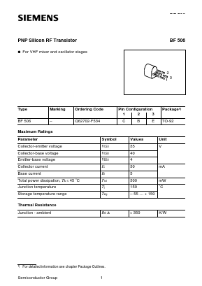 Q62702-F534 Datasheet PDF Infineon Technologies