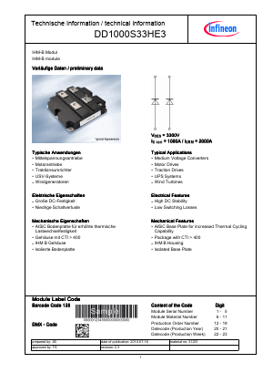 DD1000S33HE3 Datasheet PDF Infineon Technologies