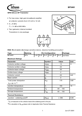 BFS481 Datasheet PDF Infineon Technologies