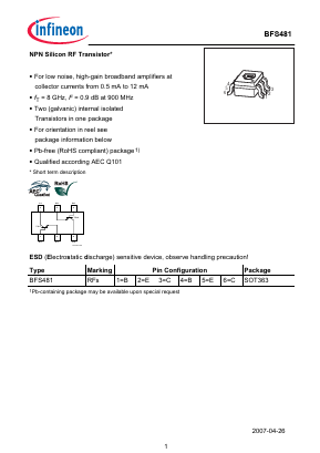 BFS481 Datasheet PDF Infineon Technologies