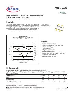 PTFB201402FCV1R0 Datasheet PDF Infineon Technologies