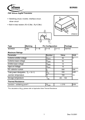 BCR553 Datasheet PDF Infineon Technologies