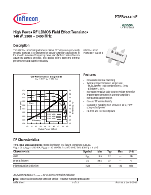 PTFB241402FV1R250 Datasheet PDF Infineon Technologies