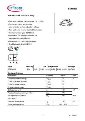 BCM846S Datasheet PDF Infineon Technologies