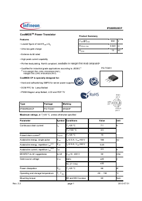 IPS50R520CP Datasheet PDF Infineon Technologies