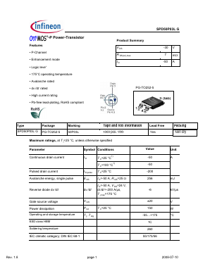 50P03L Datasheet PDF Infineon Technologies