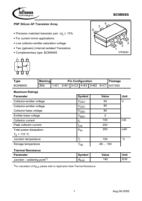 BCM856S Datasheet PDF Infineon Technologies