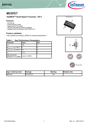 BSS123I Datasheet PDF Infineon Technologies