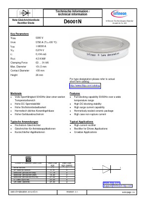 D6001N Datasheet PDF Infineon Technologies