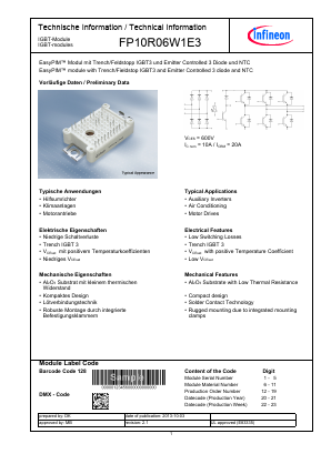 FP10R06W1E3 Datasheet PDF Infineon Technologies