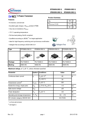 083N10N Datasheet PDF Infineon Technologies