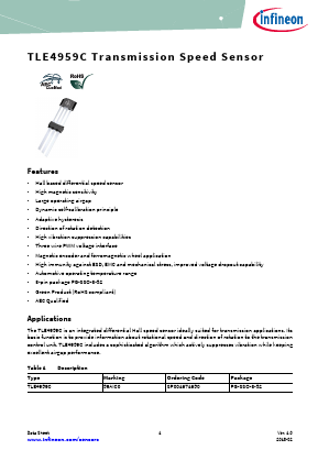 TLE4959C Datasheet PDF Infineon Technologies