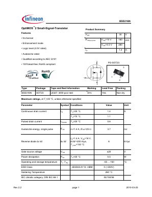 BSS316NL6327 Datasheet PDF Infineon Technologies