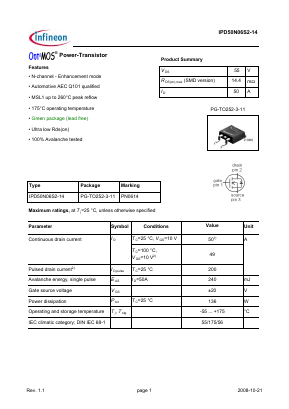 IPD50N06S2-14 Datasheet PDF Infineon Technologies