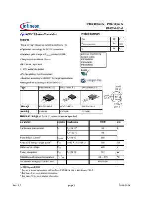 IPP034N06L3G Datasheet PDF Infineon Technologies