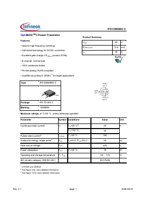 135N08N Datasheet PDF Infineon Technologies