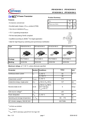 16CN10N Datasheet PDF Infineon Technologies