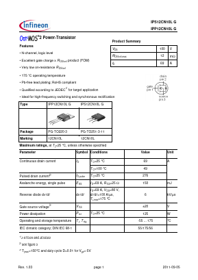 IPS12CN10LG Datasheet PDF Infineon Technologies