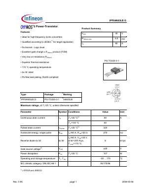 IPP04N03LBG Datasheet PDF Infineon Technologies