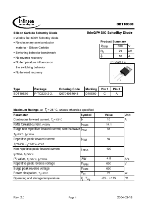 SDT10S60 Datasheet PDF Infineon Technologies