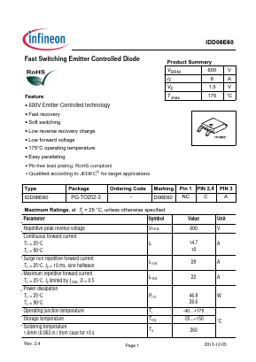 IDD06E60 Datasheet PDF Infineon Technologies