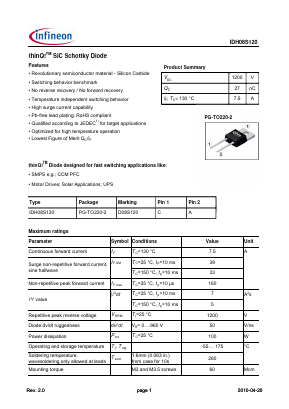 D08S120 Datasheet PDF Infineon Technologies