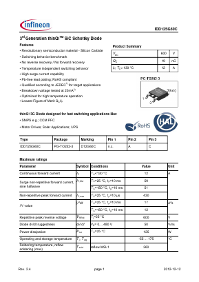 IDD12SG60C Datasheet PDF Infineon Technologies