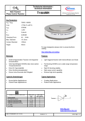 T1503NH Datasheet PDF Infineon Technologies