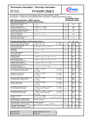 FF450R12ME3 Datasheet PDF Infineon Technologies