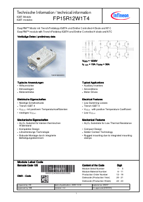 FP15R12W1T4 Datasheet PDF Infineon Technologies