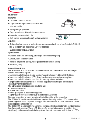 BCR402W Datasheet PDF Infineon Technologies