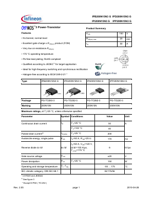 IPI200N15N3 Datasheet PDF Infineon Technologies