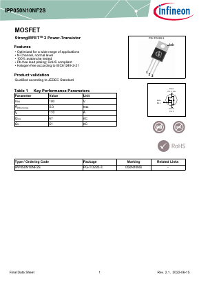 050N10NS Datasheet PDF Infineon Technologies