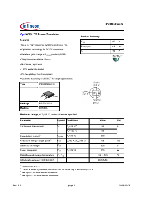 IPD048N06L3G Datasheet PDF Infineon Technologies