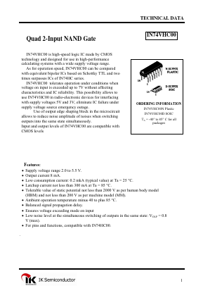 IN74VHC00N Datasheet PDF Integral Corp.