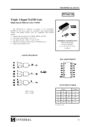 IN74AC10 Datasheet PDF Integral Corp.