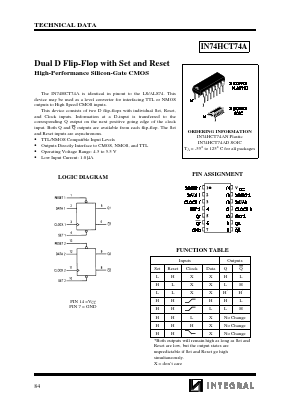 IN74HCT74AD Datasheet PDF Integral Corp.