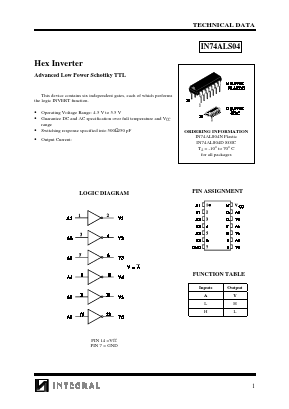 IN74ALS04D Datasheet PDF Integral Corp.